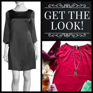 NWT Old Navy Magenta Sateen 3/4 Sleeve Shift Dress